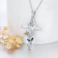 wholesale 925 Sterling Silver Flower and Butterfly Pendant Necklaces with Green Stones for Women Christian Gifts-0-4