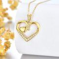 TOUPOP 14K Gold Zircon Heart Pendant Necklace for Women-0-4