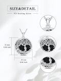 wholesale 925 Sterling Silver Round Black Onyx and White Moonstone Tree of Life Pendant Necklace-0-3