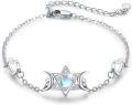 wholesale 925 Sterling Silver Star & Crescent Moon Stone Heart Charm Bracelet for Teenage Girl -0-0