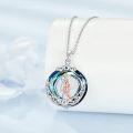 wholesale 925 Sterling Silver Blue Crystal Pendant with Mother and Child Design - Family  for Mom Dad Son Daughter-0-2