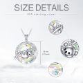 wholesale 925 Sterling Silver Crystal Koala Bear Pendant Necklace with Bamboo Elements-0-4