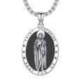 wholesale 925 Sterling Silver Saint Peregrine Oval Religious Pendant Necklace For Men Women Faith Gift-0-0