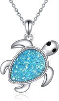 wholesale 925 Sterling Silver Turtle Blue Stone Pendant Necklace-0-0