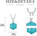 wholesale 925 Sterling Silver Hexagon Natural Turquoise Pendant Necklace Gift for Women-0-3