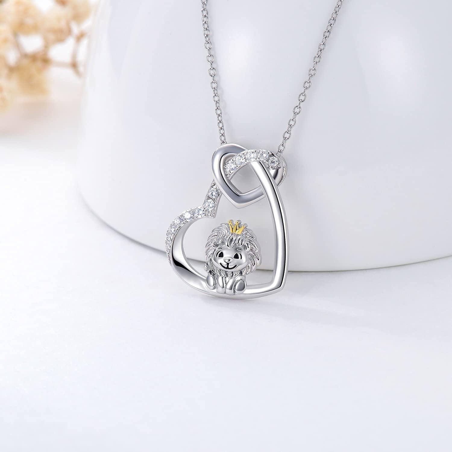 Sterling Silver Stone Animal Necklace Leopard Lion Otter Pendant for Women Friends Mother s Day Gifts-0-5