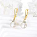 wholesale 14K Gold Moissanite Pearl Drop Earrings, 29mm Dangle Lever Back, Hypoallergenic Gift for Women-0-3