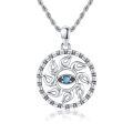 wholesale 925 Sterling Silver Sun With Evil Eye Pendant Necklace For Men Boys-0-0