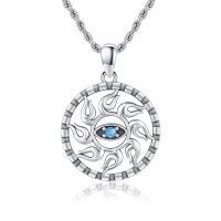 wholesale 925 Sterling Silver Sun With Evil Eye Pendant Necklace For Men Boys-03-Sun Evil Eye