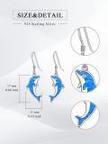 wholesale 925 Sterling Silver Blue Opal Dolphin Dangle Drop Earring Beach  for Women Girls-0-4