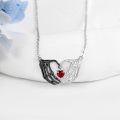 wholesale 925 Sterling Silver Red Crystal Heart Skeleton Hands Coffin Pendant Necklace Gothic Punk Jewelry-0-1
