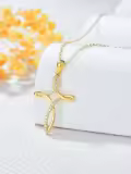 TOUPOP 14k Real Gold & Crystal Infinity Celtic Cross Pendant Necklace for Women-0-3
