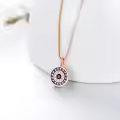 wholesale 925 Sterling Silver Round Blue Crystal Evil Eye Pendant Necklaces Wholesale for Women Greek Protection s-0-11