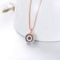 wholesale 925 Sterling Silver Evil Eye Pendant Necklace Blue Black Cz Crystal Circle Chain Jewelry-0-11