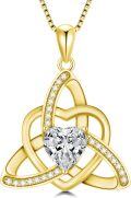 wholesale Gold 925 Sterling Silver 1ct Moissanite Heart Celtic Knot Pendant Necklace for Women-0-0