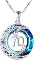 wholesale 925 Sterling Silver 70th Birthday Gift Blue Crystal Celtic Moon & Stars Pendant Necklace for Women-0-0
