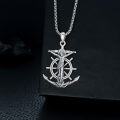 wholesale 925 Sterling Silver Anchor Cross Pendant Necklace  with Jesus Christ and Ship Wheel Charm - Religious Christian  for Women & Men-0-1