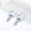 wholesale 925 Sterling Silver Blue CZ Evil Eye Hamsa Hand Drop Leverback Earrings-0-3