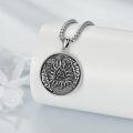 wholesale 925 Sterling Silver Round Sunflower Pendant Necklaces for Men Gothic Punk Gifts for Boys and Husbands-0-3