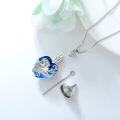 wholesale 925 Sterling Silver Blue Crystal Heart Elephant Urn Pendant Necklace for Ashes Keepsake s for Women-0-2