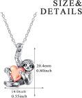wholesale 925 Sterling Silver Pink Enamel Heart Sloth Charm Pendant Necklace for Women and Girls-0-3