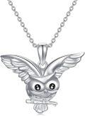wholesale 925 Sterling Silver Owl Pendant Necklace with Chain for Women Girls  45cm Length-0-0