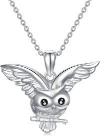 wholesale 925 Sterling Silver Owl Pendant Necklace with Chain for Women Girls  45cm Length-Owl