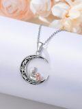 wholesale 925 Sterling Silver Moon and Cat Heart Pendant Necklace for Women-0-2