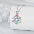 wholesale 925 Sterling Silver Multicolor Crystal Snowflake Pendant Necklace for Women - Christmas & Birthday Gifts-0-2