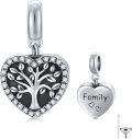 wholesale 925 Sterling Silver Heart Shaped Family Tree Urn Pendant with Family Engraving and Funnel Set for Ashes -0-0
