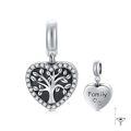 wholesale 925 Sterling Silver Heart Shaped Family Tree Urn Pendant with Family Engraving and Funnel Set for Ashes -0-0