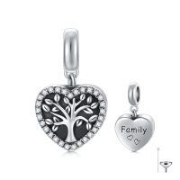 wholesale 925 Sterling Silver Heart Shaped Family Tree Urn Pendant with Family Engraving and Funnel Set for Ashes -Tree of Life