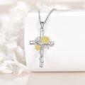 wholesale 925 Sterling Silver & Hypoallergenic Sunflower Cross Pendant Necklace - 17x32mm - Gift for Women Friends Wife Mother - Birthday Christmas Anniversary-0-3
