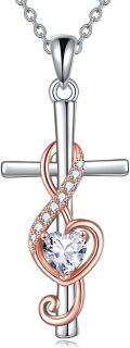 wholesale 925 Sterling Silver Heart Treble Clef Cross Pendant Necklaces for Women Confirmation Gift Jewelry-0-0