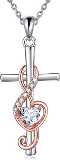 wholesale 925 Sterling Silver Heart Treble Clef Cross Pendant Necklaces for Women Confirmation Gift Jewelry-A-Music Note Cross C