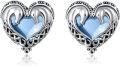 wholesale 925 Sterling Silver Blue Heart Dolphin Stud Earrings for Women-0-0