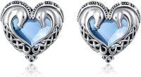wholesale 925 Sterling Silver Blue Heart Dolphin Stud Earrings for Women-Horse Stud Earrings