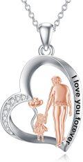 wholesale 925 Sterling Silver Crystal Family Love Forever Heart Pendant Necklace-0-0