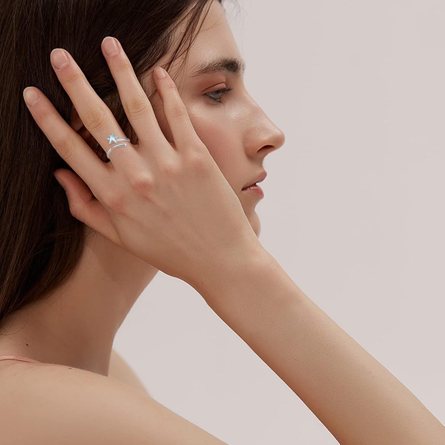 wholesale 925 Sterling Silver Moonstone Adjustable Rings Star Infinity Feather Wings Leaf Bands-0-3