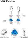 wholesale 925 Sterling Silver Blue Opal Jellyfish Starfish Drop Dangle Leverback Earrings Sea Life Ocean  for Women Girls-0-4