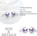 wholesale 925 Sterling Silver Purple Dragonfly Moon Stud Earrings - Irish  for Women-0-3