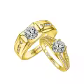 TOUPOP 14k White Gold Plated Moissanite D VVS1 Engagement Wedding Ring Set-0-5