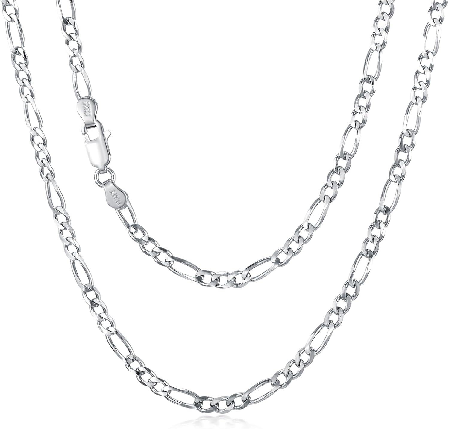 Sterling Silver Diamond Cut Figaro Chain Necklace 2 5mm Unisex 16 30 (Gift)-0-0