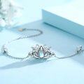 wholesale 925 Sterling Silver Flower Vine Lotus Star Moon Charm Anklet with Blue Stone and White Crystal for Women-0-1