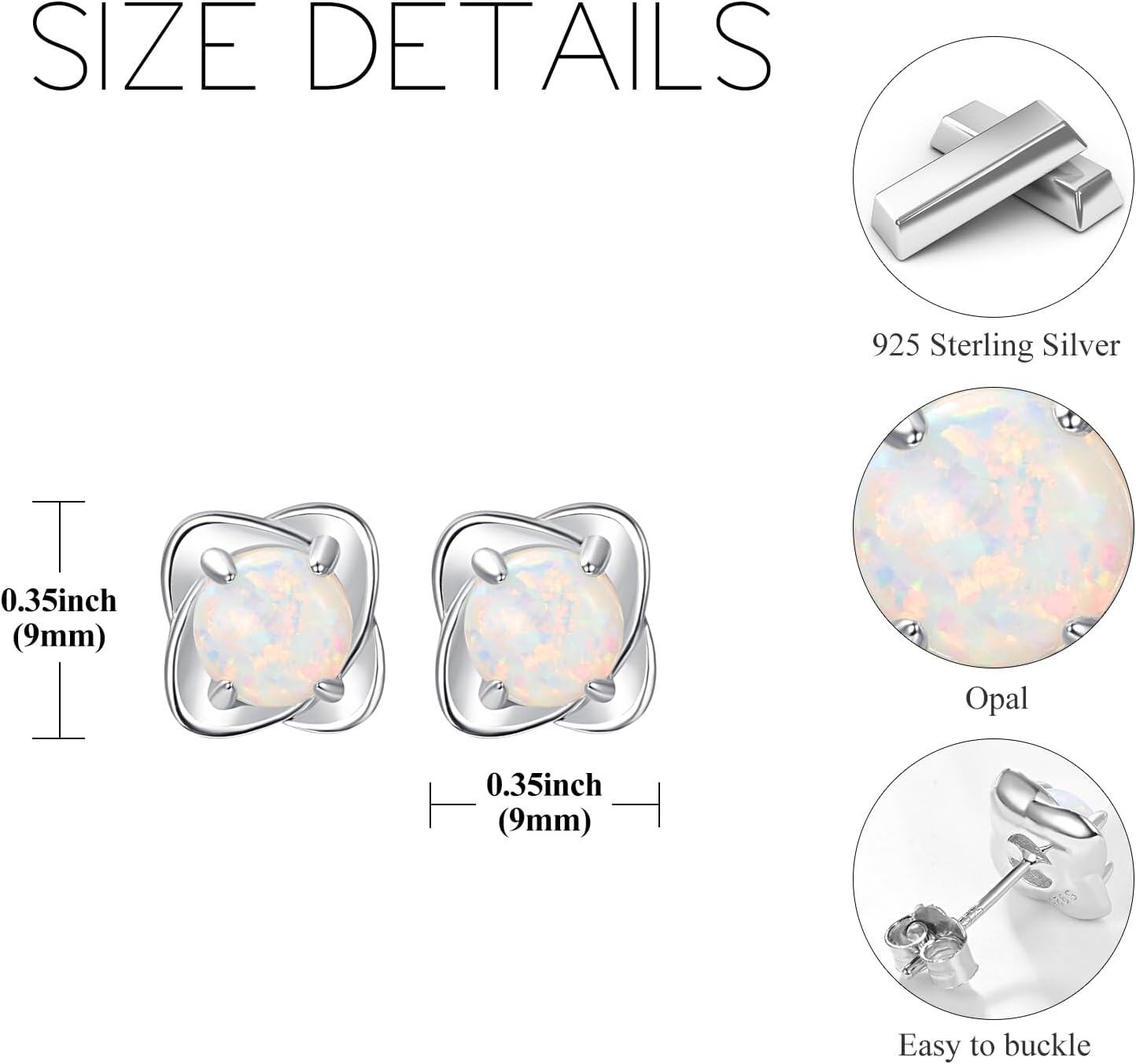 wholesale 925 Sterling Silver Opal Flower 4-Leaf Stud Earrings for Women - Christmas Gift-0-4