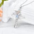 wholesale 925 Sterling Silver Cross Pendant With Red Gemstone And Lily Design-0-45