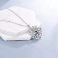 wholesale 925 Sterling Silver Purple Amethyst Lotus Pendant Necklaces Yoga Meditation Jewelry for Women-0-2