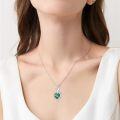 wholesale 925 Sterling Silver Heart-Shaped Nana Pendant Necklace with Green Crystal and Cubic Zirconia Stones for Grandmother Gifts-0-3