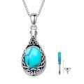 wholesale 925 Sterling Silver Cremation Urn Pendant Necklace Celtic Knot Blue Opal Teardrop Platinum Plated-0-17