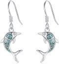wholesale 925 Sterling Silver Turquoise Dolphin Dangle Drop Earring for Women Beach Jewelry-0-0